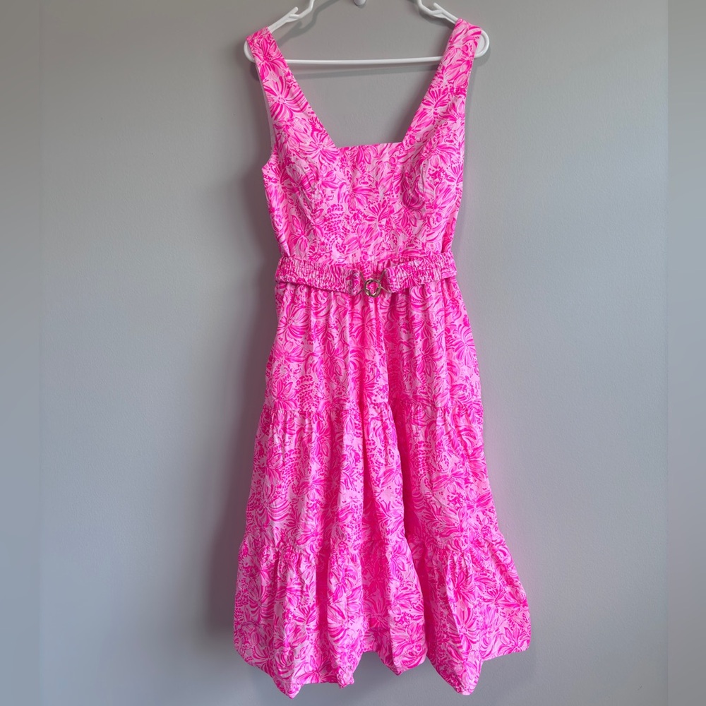 Lilly Pulitzer Pink Floral Midi Dress